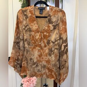 Jennifer L Loyd Women's Blouse - Orange and Brown Paisley